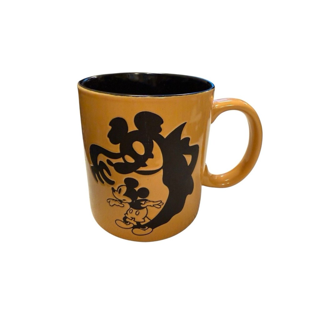 Disney Mickey Mouse With Ghost Halloween Orange And Black Mug Scary